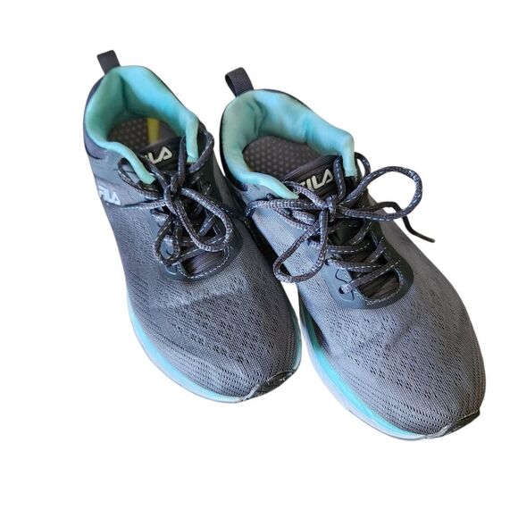 Fila Womens Gray and Turqoise Sneakers with Breathable Mesh Size 7 - Picture 2 of 9